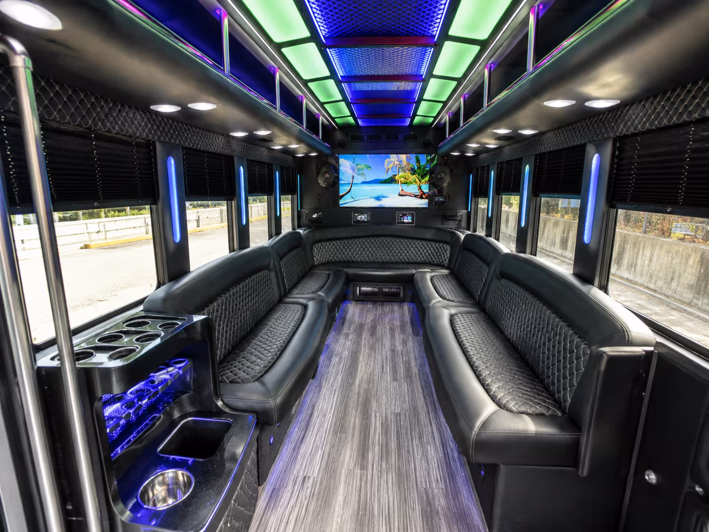 florissant 18 passenger party bus inside