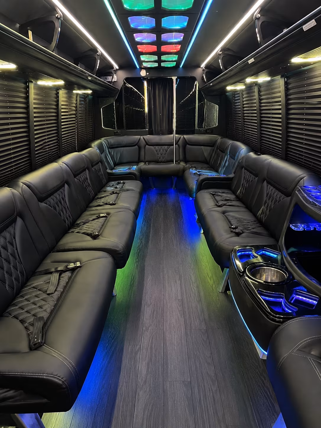 florissant 20 passenger party bus interior